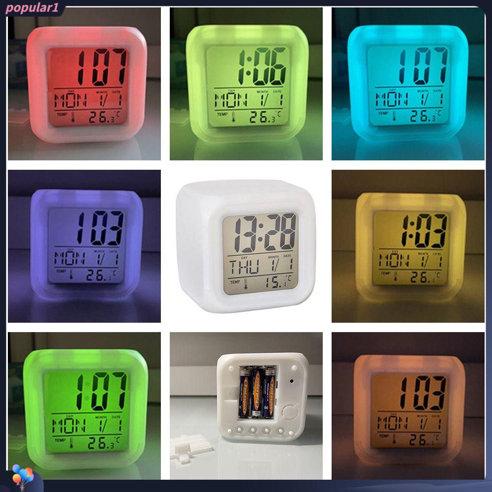 Populer Jam Alarm Meja Samping Tempat Tidur Kreatif Lampu Malam Lampu Angka Clock LED Digital