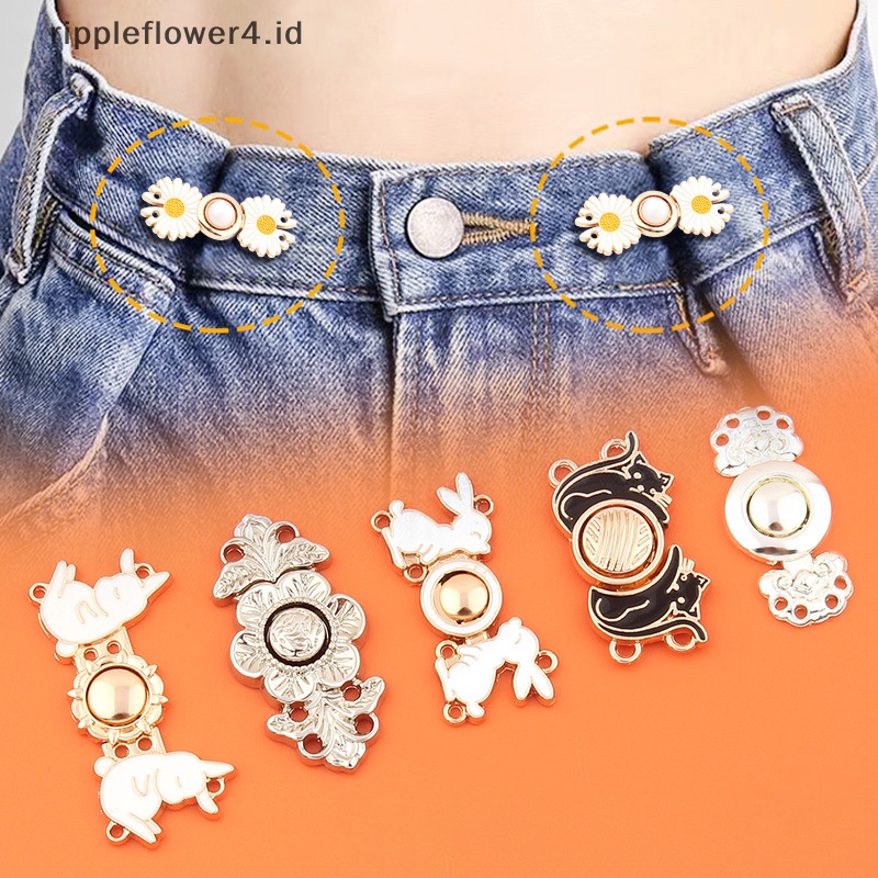 {rippleflower4.id} Jeans Pinggang Gesper Penutup Pinggang Mengencangkan Pinggang Kancing Dilepas Pin Logam Klip Pinggang Yang Dapat Disesuaikan Hiasan Pinggang Kancing Rok Jeans Aksesoris Pakaian~