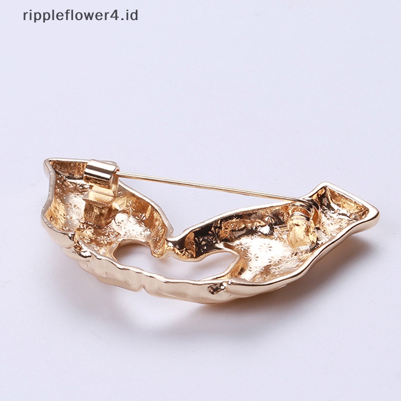 {rippleflower4.id} Bros Tangan Pose Hati Untuk Wanita Unisex Emas Perak Cinta Kantor Kausal Brooch Pin Hadiah~