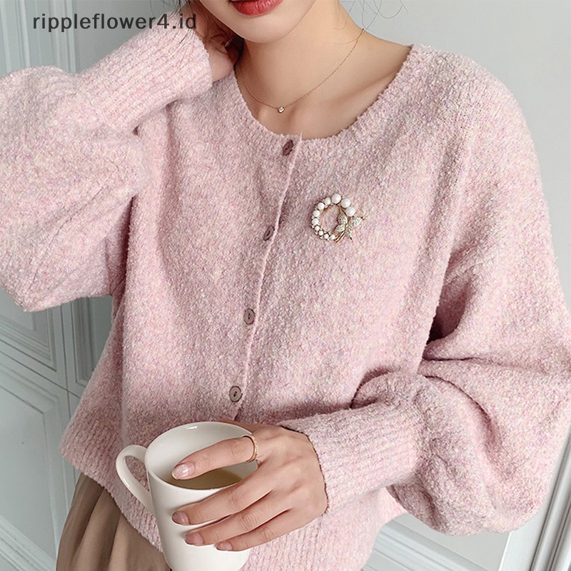 {rippleflower4.id} Bros Lingkaran Mutiara Baru Untuk Wanita Trendy Elegan Butterfly Brooch Pin Hadiah~