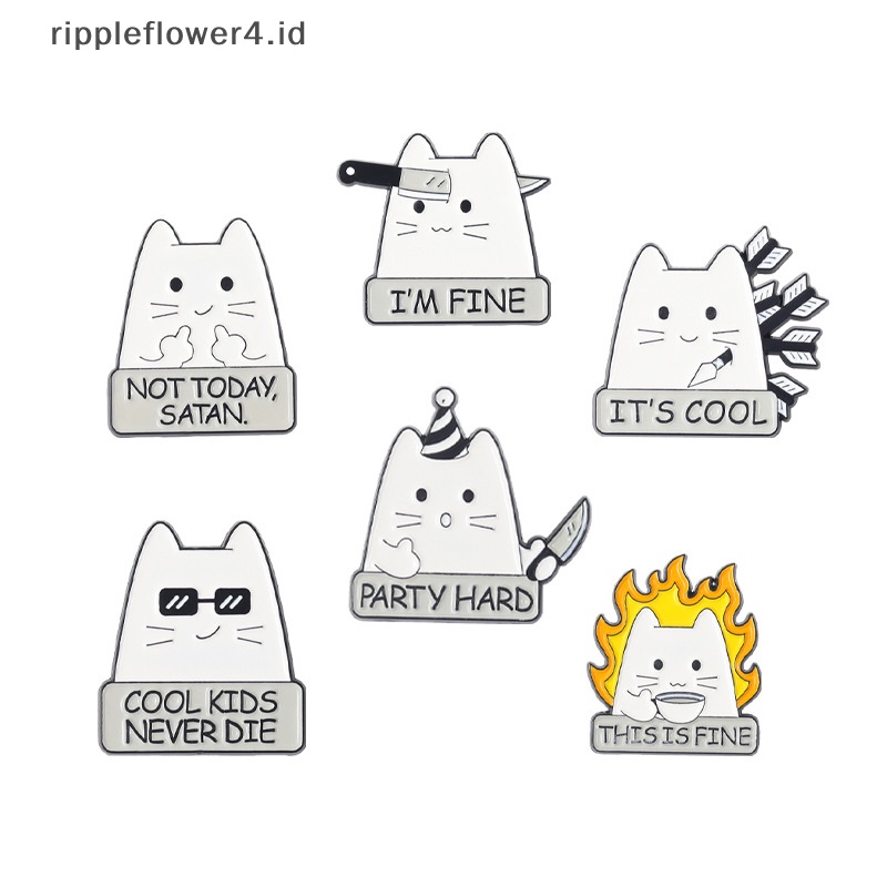 {rippleflower4.id} 1pcs Kreatif Trendi Kartun Kucing Kerah Bros Lencana Pin Denim Tas Hadiah Pria Wanita Fashion Perhiasan~