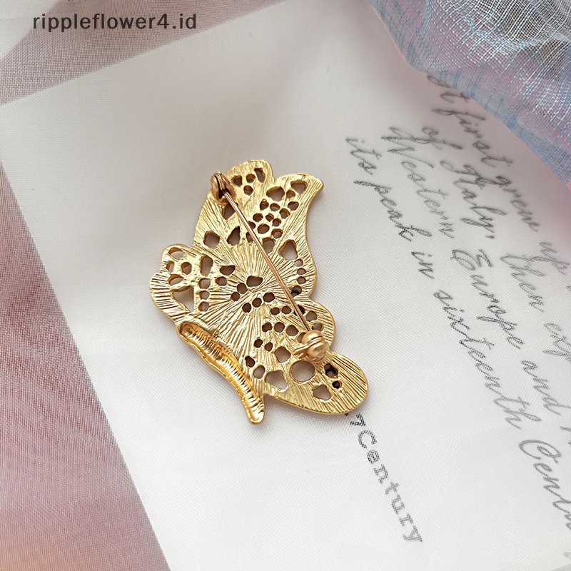 {rippleflower4.id} Bros Kupu-Kupu Temperamen Vintage Untuk Wanita Imitasi Bordir Korsase Dekorasi Pin Pakaian Lencana Aksesoris Perhiasan~