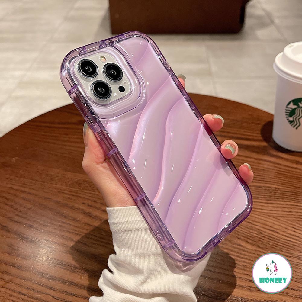 IPHONE Casing Tekstur Gelombang Fashion Untuk Iphone11 12 13 14 Pro Max XR X XS Max Transparan Shockproof Lembut TPU Penutup Belakang