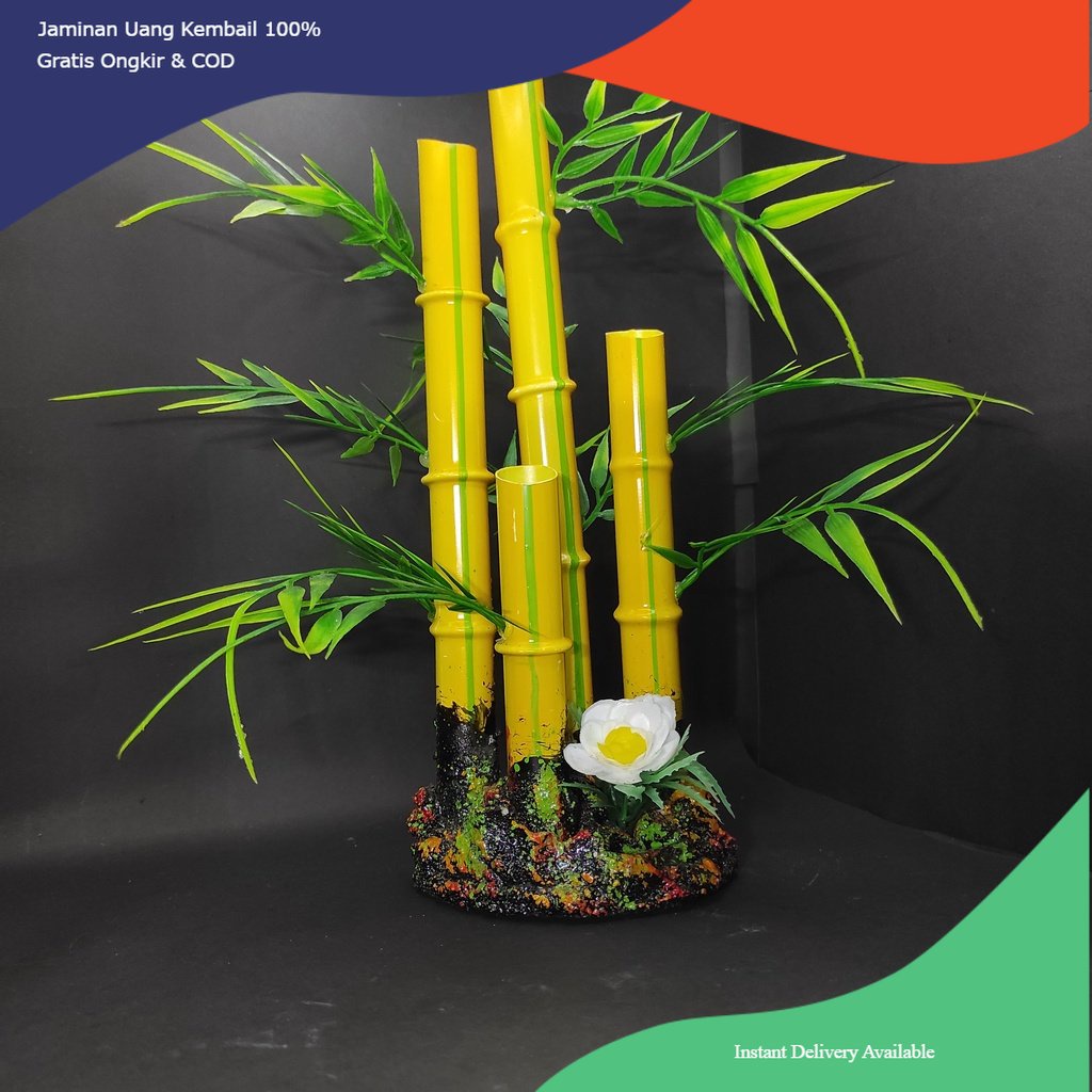 Hiasan aquarium bambu kuning, dekorasi aquarium bambu kuning, bambu kuning panjang, ornamen aquarium