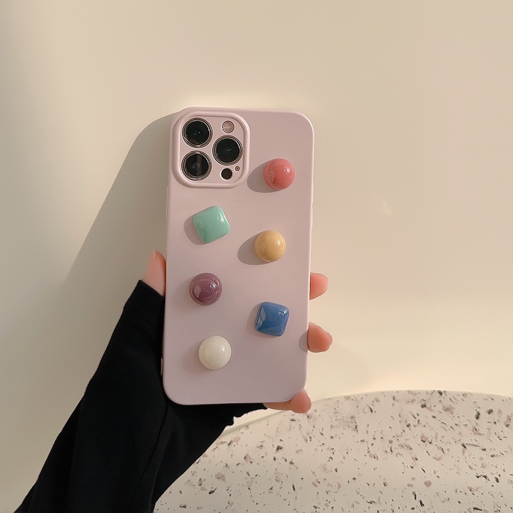 IPHONE Ins 3D Lovely Colorful Candy Beans Silicone Case Untuk Iphone14 11 12 13 PRO MAX Casing Cover Pelindung AT0330