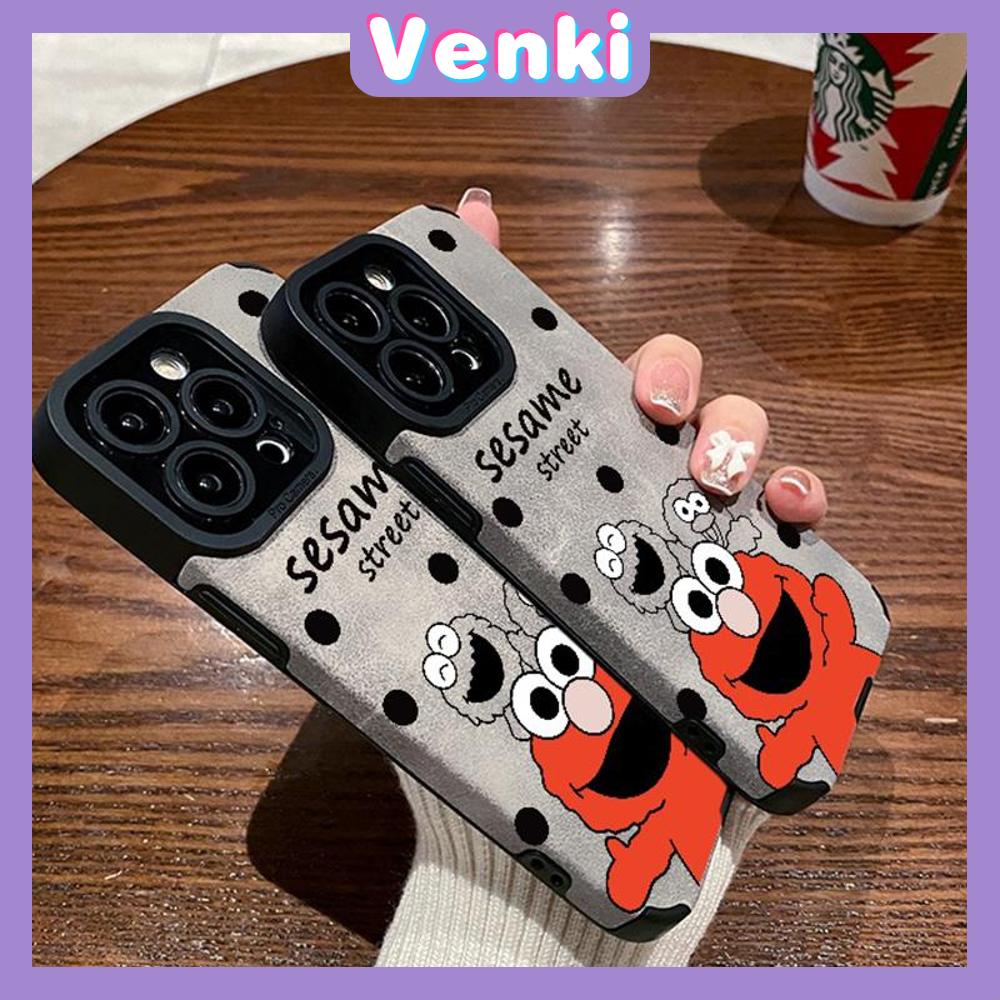 VENKI - Untuk iPhone 11 Case Kulit Kulit Pupil Mata Suede Phone Case Soft Shockproof Airbag Case Perlindungan Kamera Karakter Kartun Lucu Kompatibel dengan iPhone 14 13 Pro max 12