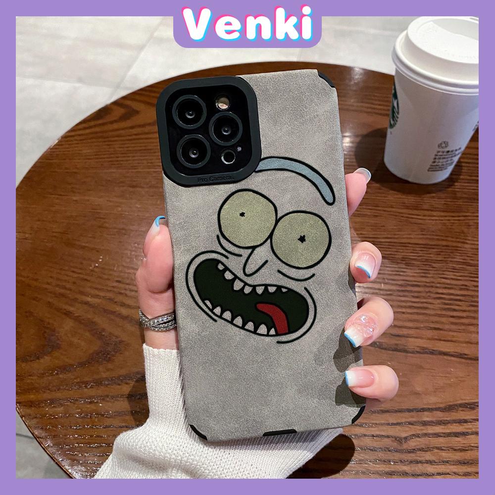 VENKI - Untuk iPhone 11 Casing Ponsel Kulit Dilaminasi Murid Mata Suede Ponsel Case Lembut Shockproof Airbag Case Pelindung Kamera Emoji Lucu Kompatibel dengan iPhone 14 13 Pro max 12 XR