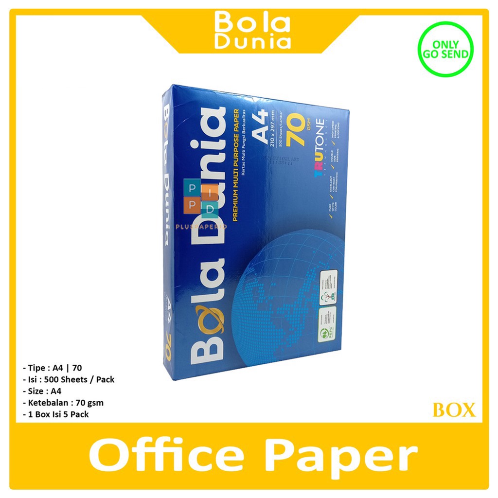 

Bola Dunia - Kertas Hvs Kertas Fotokopi A4 70gram - Box