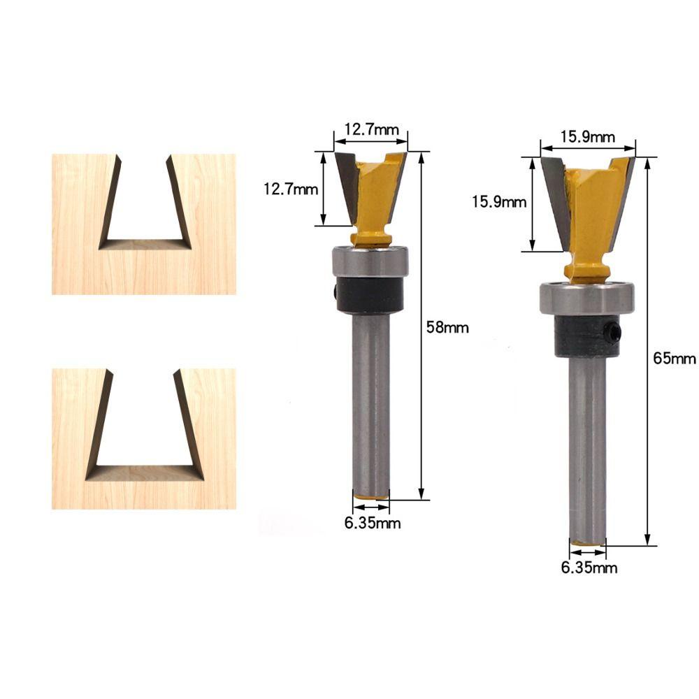 Populer Mata Ukir Milling Cutter Shank 6.35mm Dengan Bearing Drill Bit