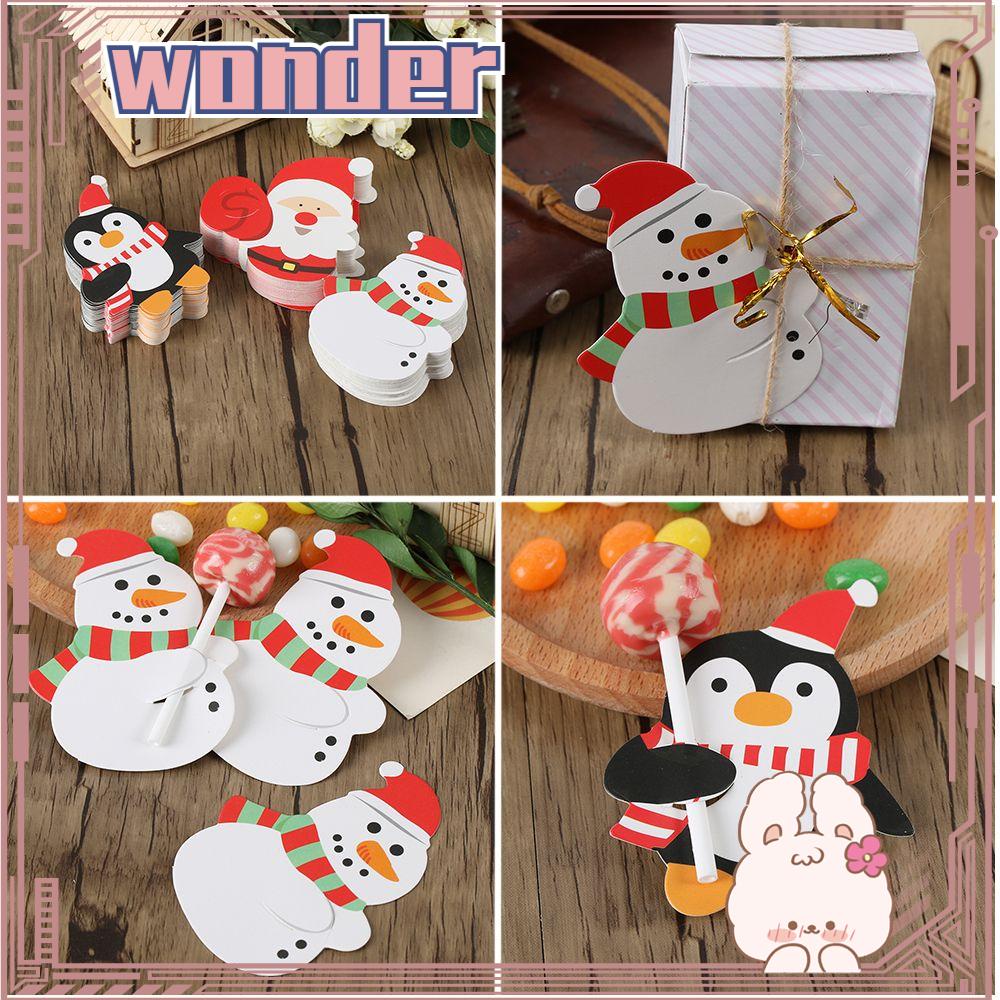 Wonder 50pcs/ Kartu Kertas Banyak Undangan Pinguin Santa Claus Natal