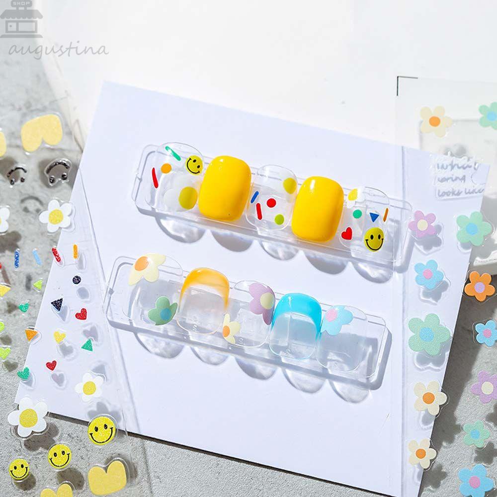 Agustinina Kartun Stiker Kuku Bunga Smiley Angel Self Adhesive Nail Art Dekorasi