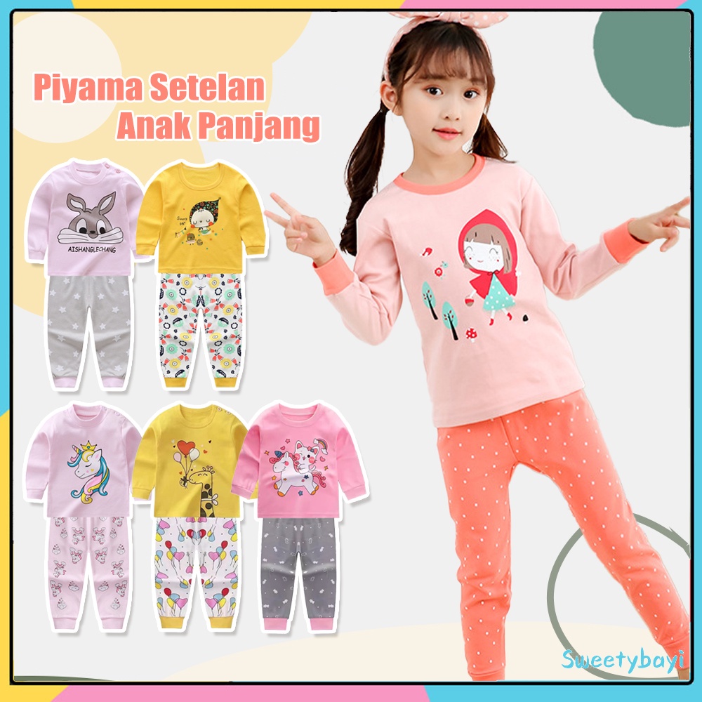 SweetyBayi Piyama setelan anak perempuan panjang Baju tidur piyama anak Piyama anak karakter