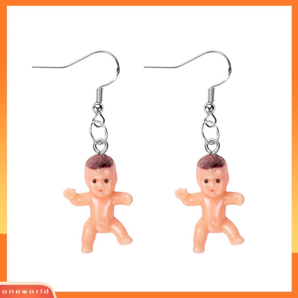 [WOD] 1pasang Anting Menjuntai Mini Realistis Buatan Tangan Hias All-match Aksesoris Baby Shower Hadiah Wanita Baby Doll Liontin Drop Earrings Klip Telinga Untuk Pakaian Sehari-Hari