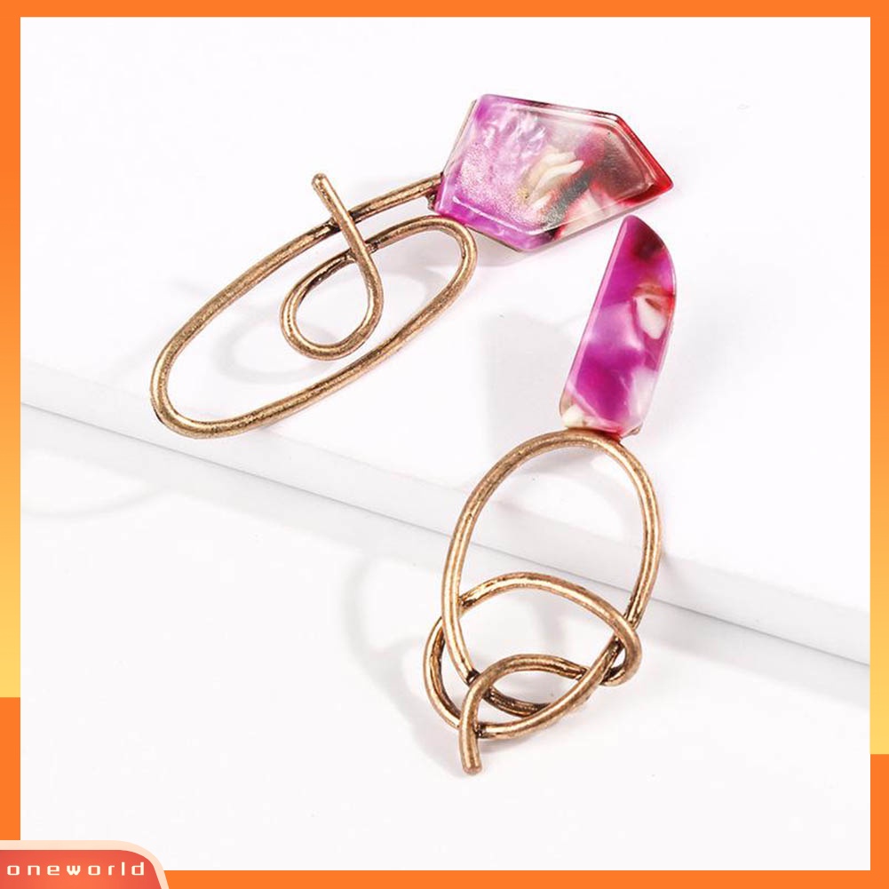 [WOD] Wanita Geometris Tidak Teratur Asimetris Berliku Menjuntai Stud Earrings Perhiasan Hadiah