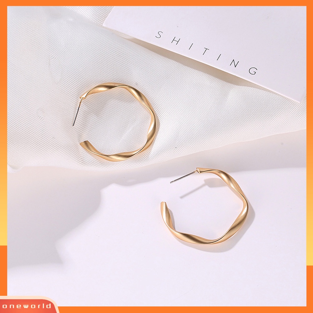 [WOD] 2pasang Wanita Fashion Matte Lingkaran Hoop Leverback Earrings Pesta Perhiasan Hadiah