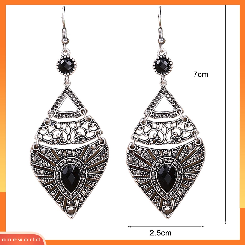 [WOD] 1pasang Anting Drop Gaya Etnik Fashion Perhiasan Alloy Berlubang-out Tetesan Air Wanita Earrings Untuk Tanggal