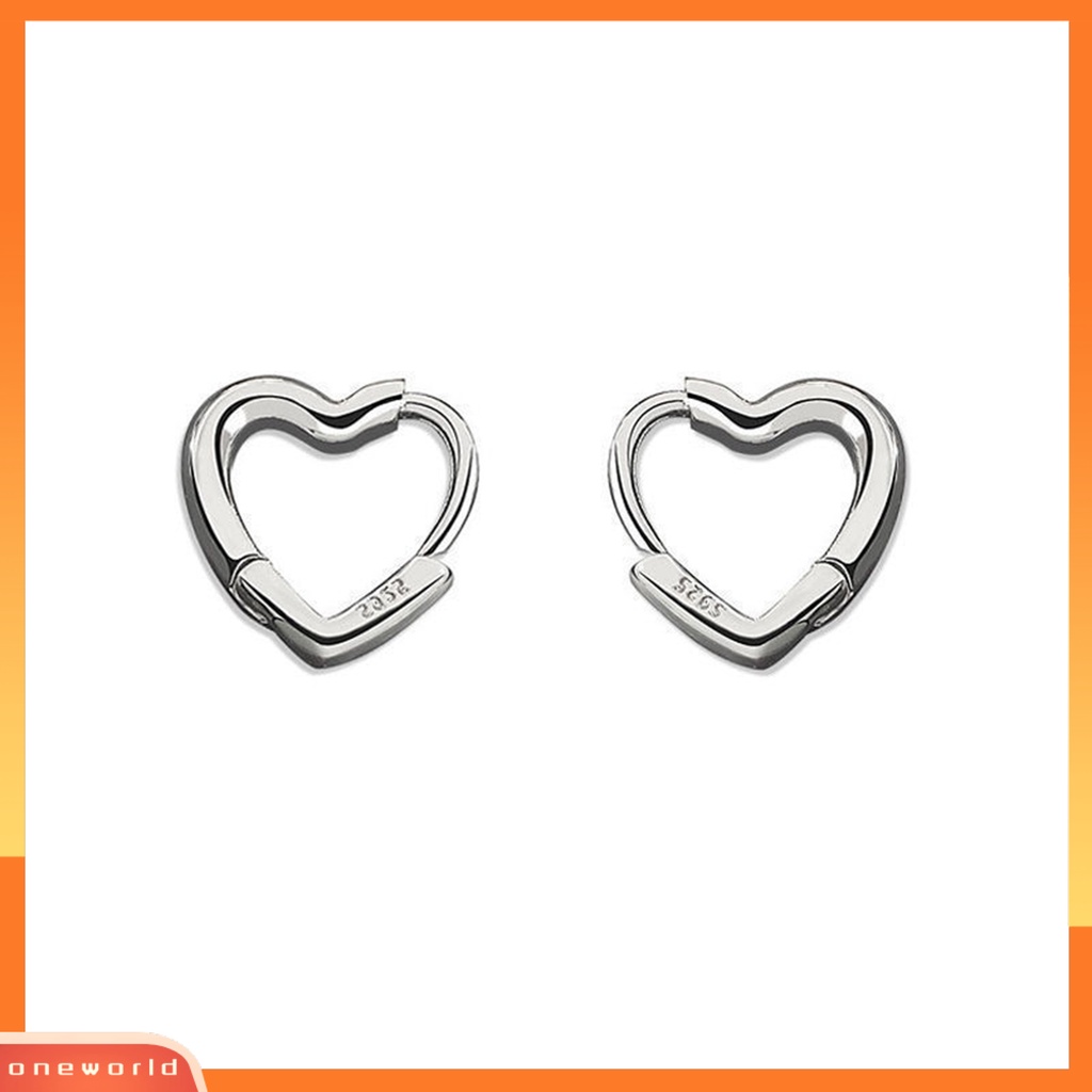 [WOD] Anting Bentuk Hati Dekorasi Full Luster Warna Silver Anting Tusuk Kecil Simple Untuk Pesta