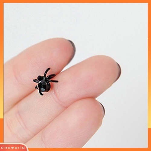 [WOD] Wanita Fashion Kreatif Lucu Punk Keren Hitam 3D Hewan Mini Spider Stud Earrings