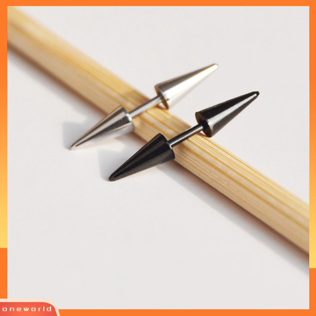 [WOD] 1pasang Stud Earring Pengerjaan Halus Wanita Aksesoris Portable Unisex Double Rivet Spike Earrings Untuk Pub