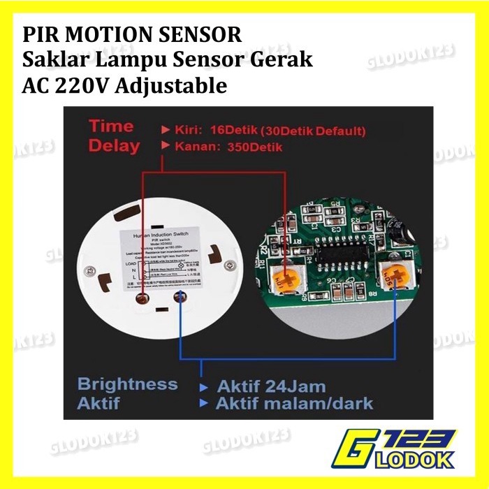 Saklar Lampu Sensor Gerak Otomatis PIR Switch Motion Detector Plafon