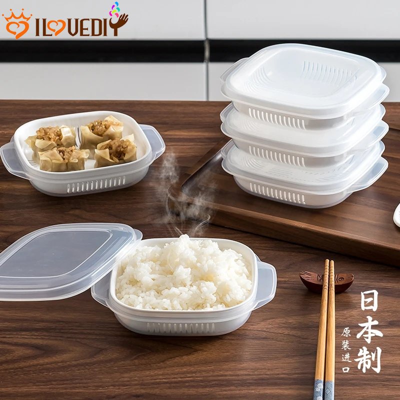 Microwave Oven Kantor Kulkas Kotak Penyimpanan Disegel Wadah Penyimpanan Makanan Sayur Buah Preservasi Tetap Segar Box Freezer Kotak Penyimpanan Makanan Kotak Makan Nasi Impor Jepang