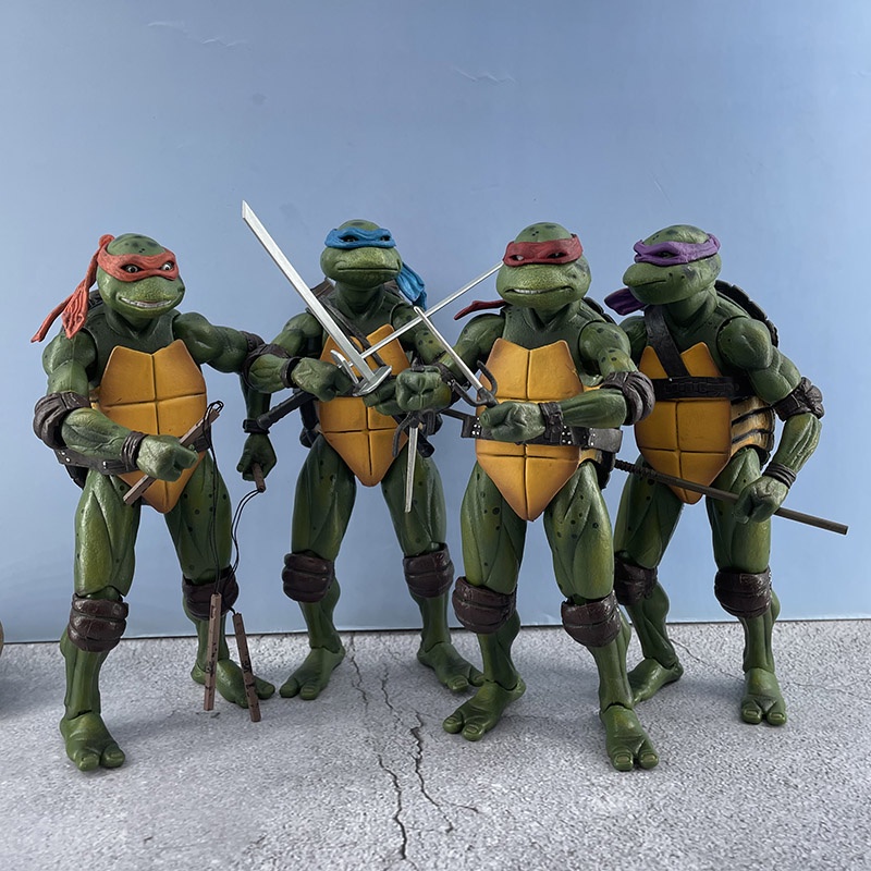 Patung Anime1990Film Neca TMNT Remaja Mutan Ninja Kura-Kura Skala 7inci Action Figure Koleksi Model Mainan Untuk Anak Teman-Teman Anak Laki-Laki