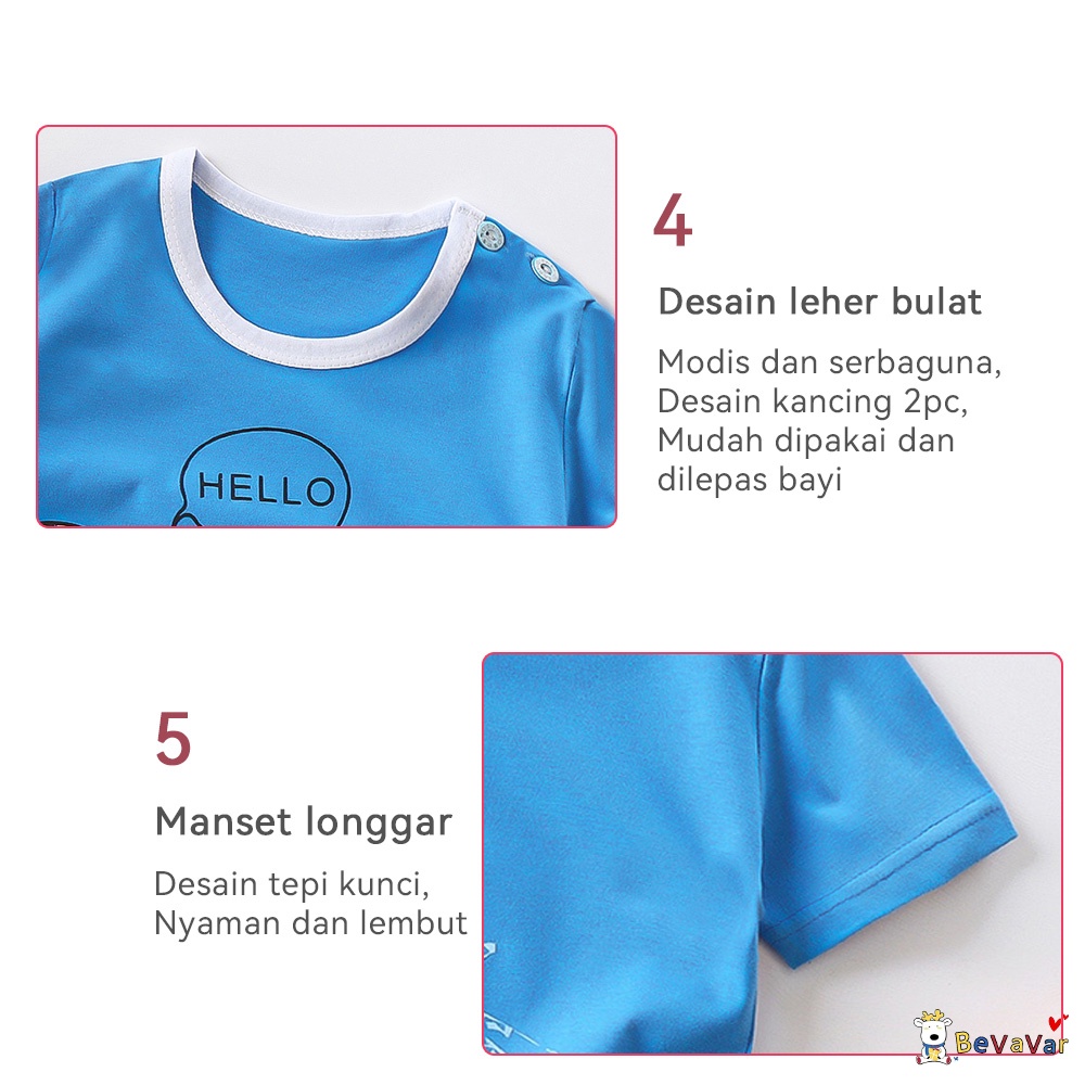 BEVAVAR 0-3thn Kaos Piyama bayi lucu Anak laki-laki perempuan Lengan pendek Bayi Import