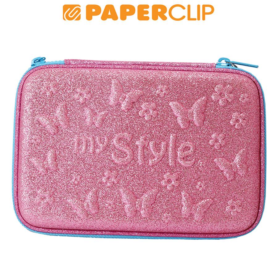 

TEMPAT PENSIL / PEN CASE HARD CASE MY STYLE TM2189 BUTTERFLY GLITTER PINK