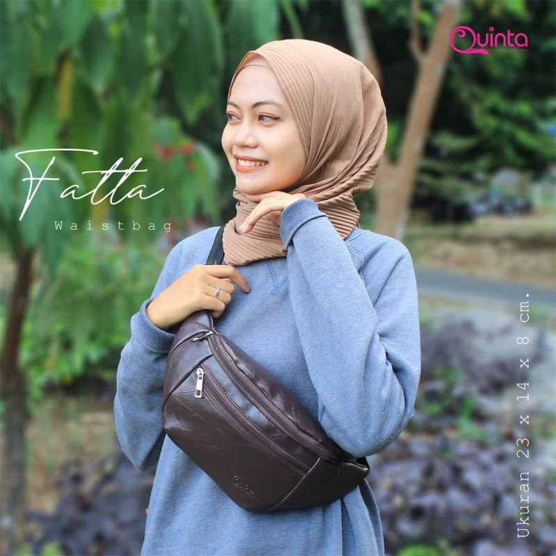 TAS SELEMPANG QUINTA FATTA WAISTBAG DISTRO 23*14*8 UNISEX BAHAN KULIT SINTETIS ABSTRAK UKURAN BESAR 