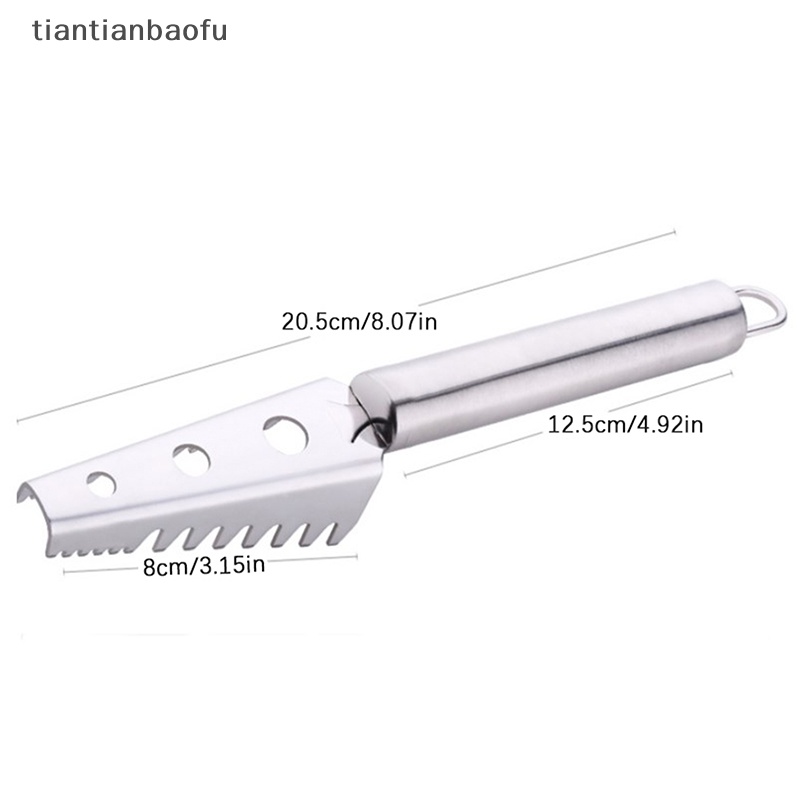 [tiantianbaofu] Stainless Steel Fish Scaler Handheld Remover Sea Cleaning Scraper Pembersih Kerak Butik