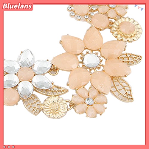 [BLS] Fashion Wanita Resin Bunga Rantai Liontin Choker Bib Statement Collar Necklace