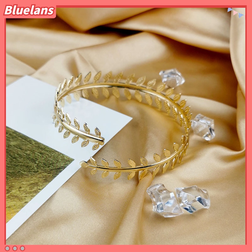 [BLS] Cuff Gelang Vintage Punk Geometris Electroplating Pembukaan Yang Dapat Disesuaikan Hias Hadiah Wanita Gadis Bulu Logam Daun Lengan Atas Bangle Ban Lengan Untuk Pakaian Sehari-Hari