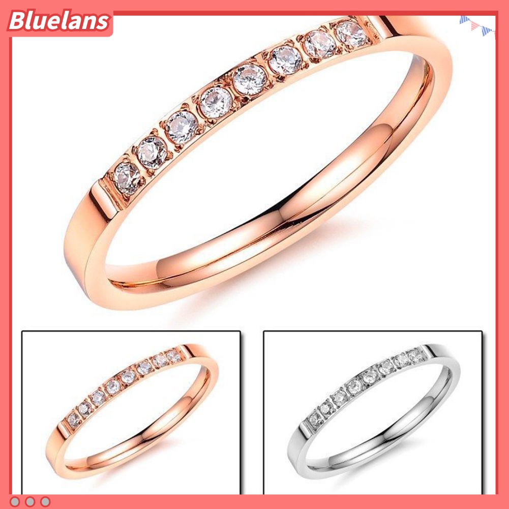 [BLS] Bling Baris Tunggal Berlian Imitasi Fashion Wanita Jari Cincin Pernikahan Pertunangan Perhiasan