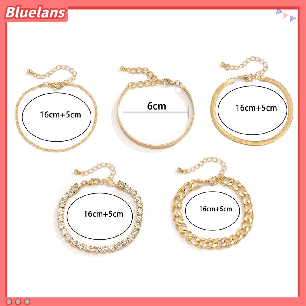 [BLS] 5pcs Gelang Adjustable Vintage Minimalis Geometris Elemen Gelang Set Hadiah Ulang Tahun