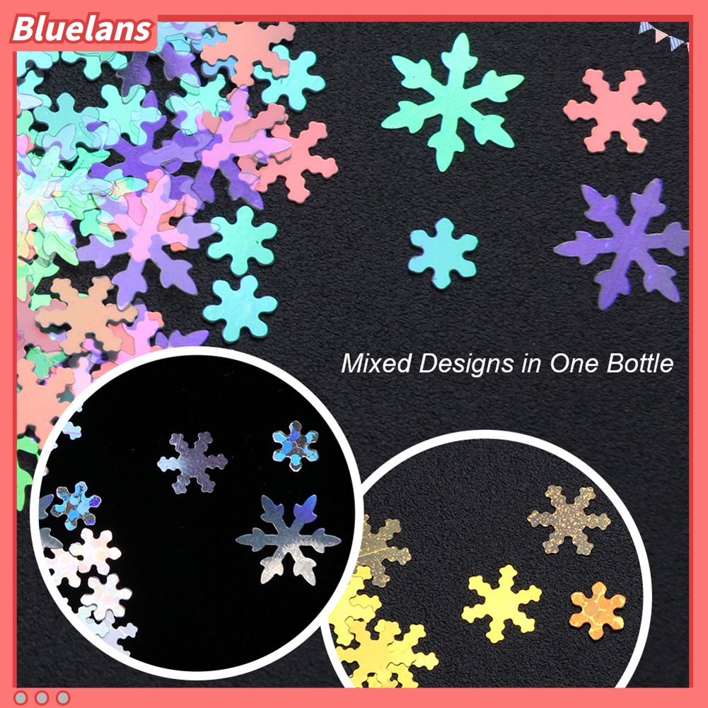 [BLM] 1kotak Dekorasi Natal 3D Glitter Snowflake Nail Art Sequin Serpihan Ultra-Tipis