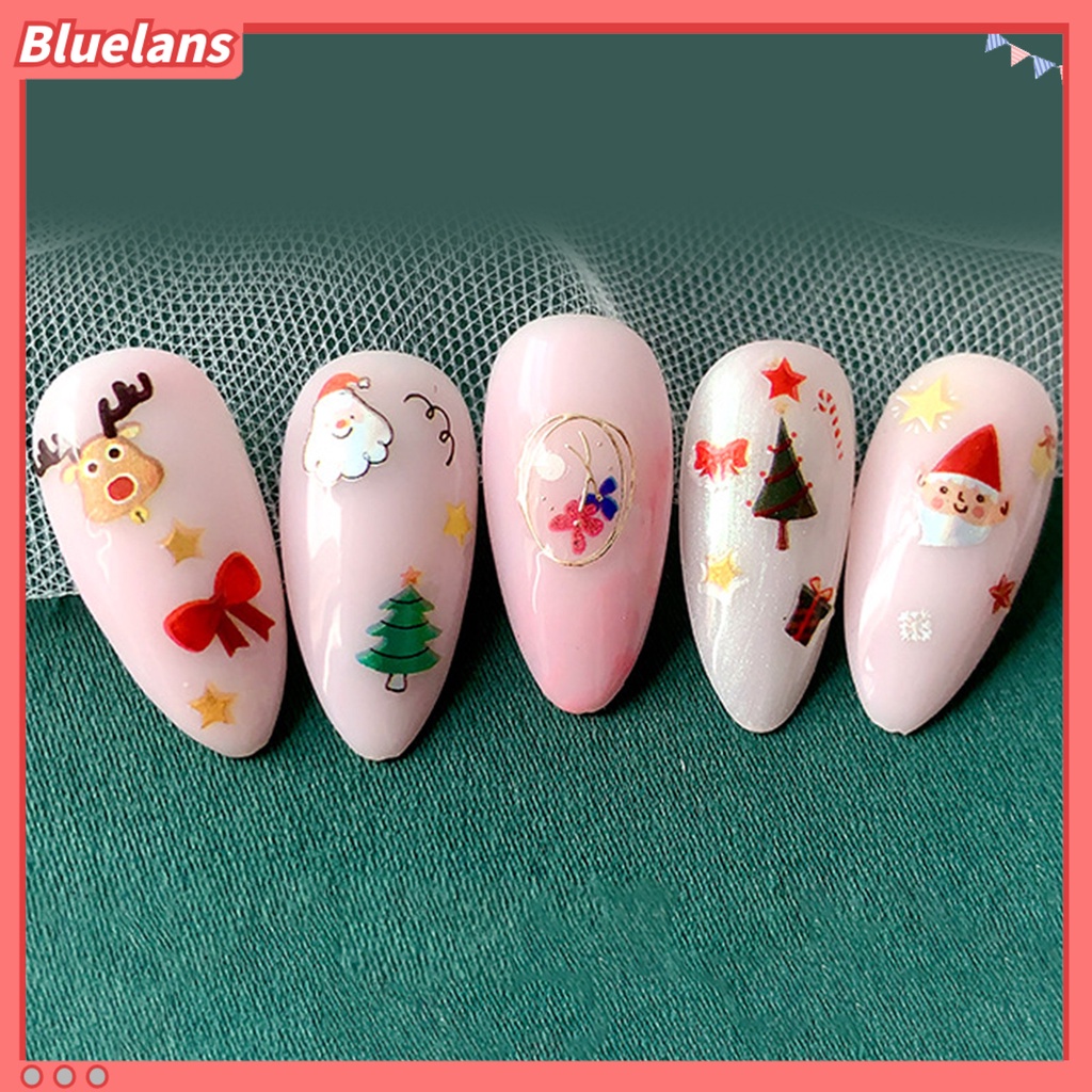 [BLM] Stiker Kuku Pola Indah Perekat Diri Yang Dapat Dilepas Daya Lengket Kuat Mudah Diterapkan Dekoratif Menarik Kartun Xmas Bertema Stiker Kuku Manicure Decal Nail Supplies