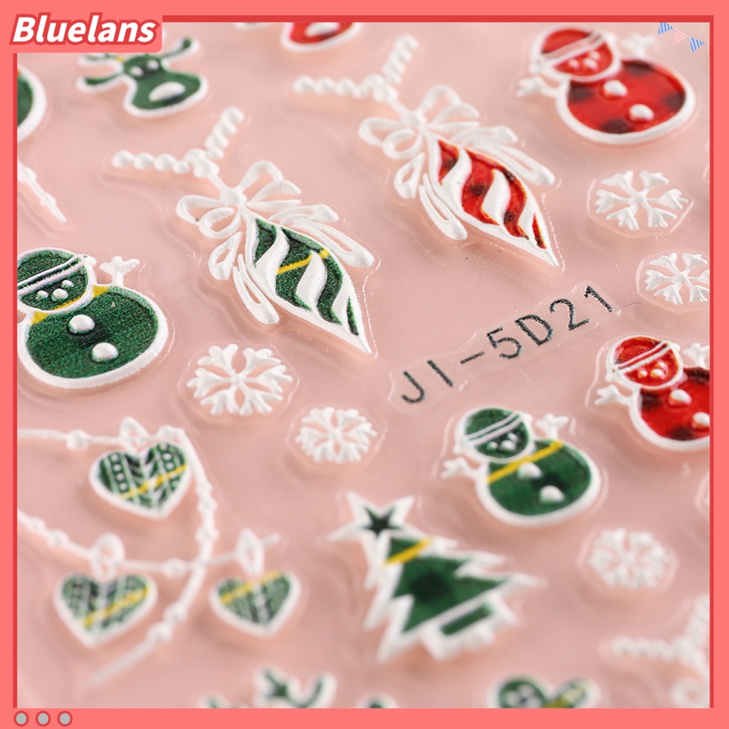 [BLM] Stiker Kuku Efek 3D Tidak Luntur Perekat Diri DIY Mini Snowflakes Slider Natal Stiker Kuku Timbul Untuk Perempuan