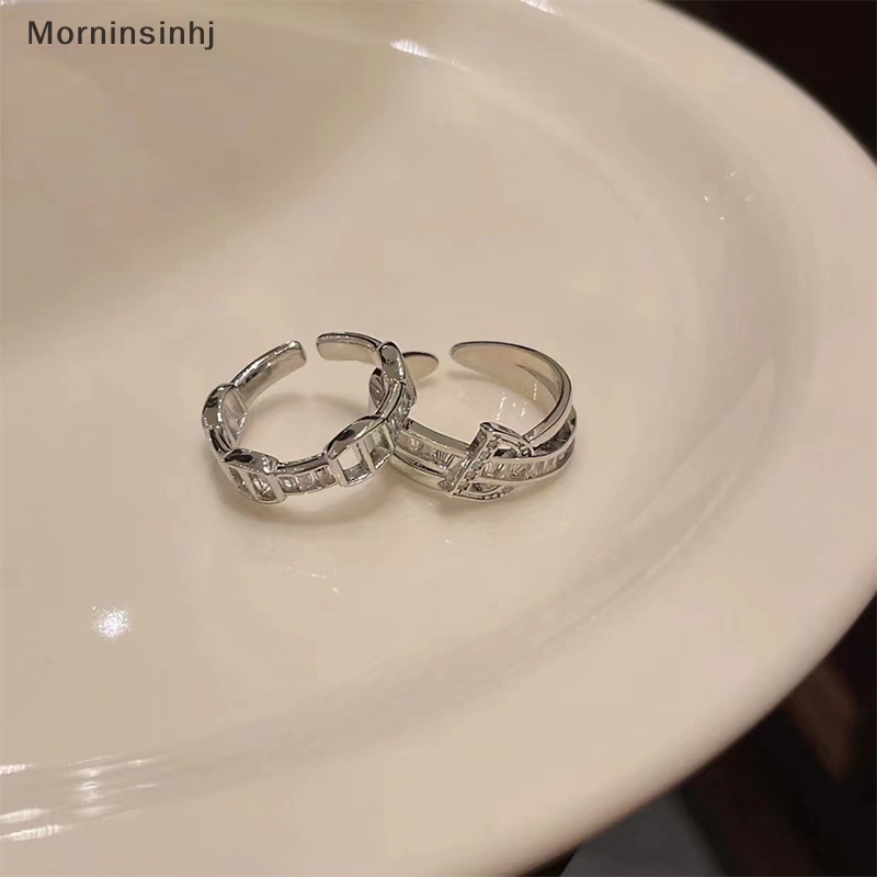 Mornin 2PCS Huruf D Adjustable Warna Perak Cincin Niche High-end Kepribadian Cahaya Terbuka Jari Telunjuk Rings Fashion Wanita Perhiasan id