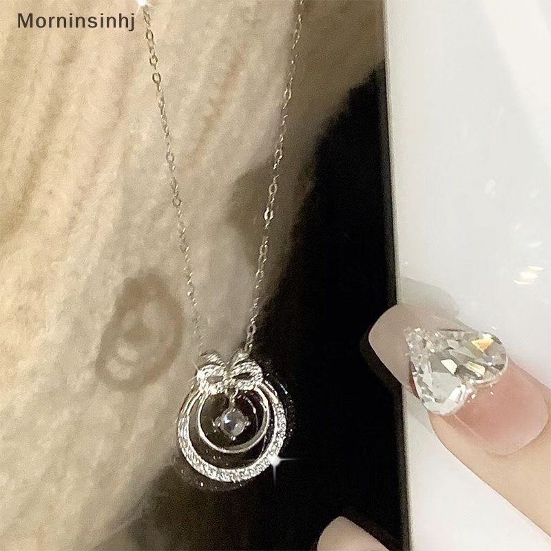 Mornin Kristal Mengkilap Ikatan Simpul Bulat Berongga Kalung Indah Rantai Klavikula Fashion Kalung Untuk Wanita Trendi Perhiasan Aesthetic id