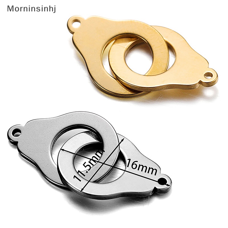 Mornin 5PCS Stainless Steel Handcuff Liontin All-match Kreatif Lubang Ganda Ch Untuk DIY Kalung Gelang Membuat Perhiasan Aksesoris id