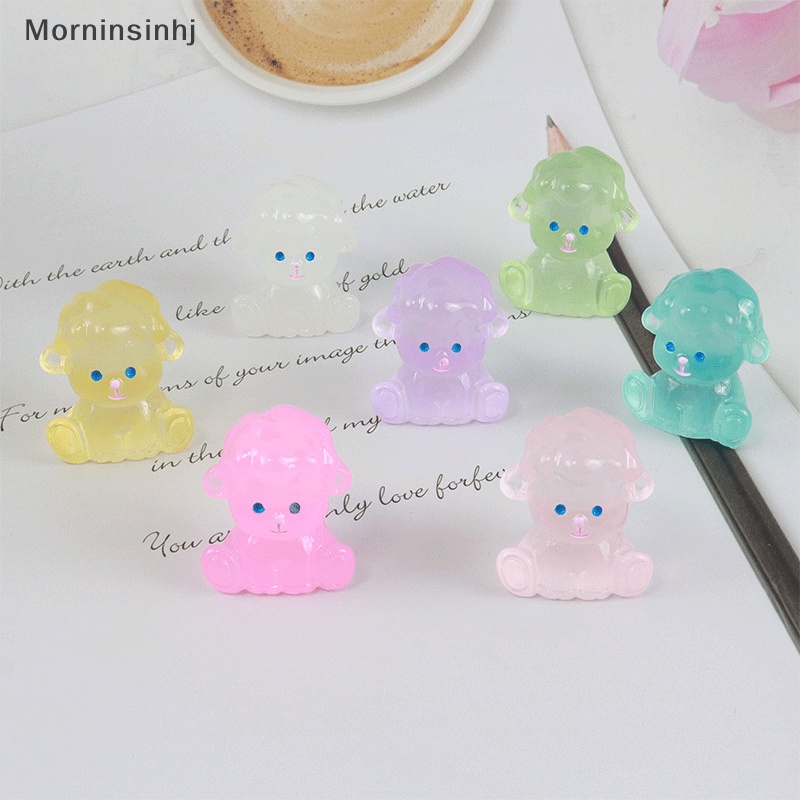 Mornin 5 Pcs Miniatur Lucu Bercahaya Singa Anjing Resin Cabochons Scrapbooking Telepon Gantungan Kunci Dekorasi DIY Kerajinan Aksesoris Rumah Boneka id