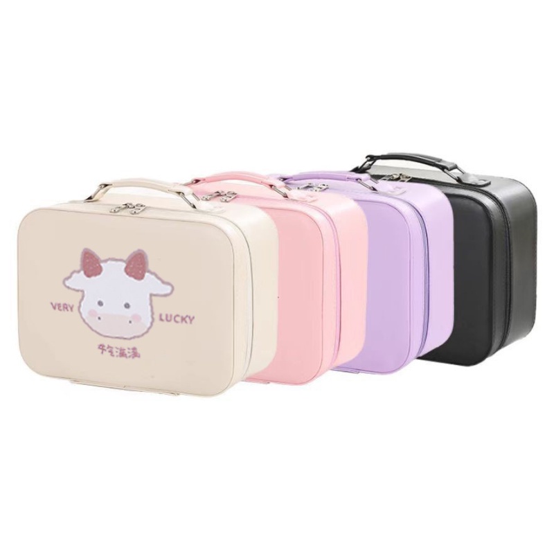 TTSHOP Koper Makeup "Glamour Reflection" - Tas Makeup Terkenal dengan Kapasitas Besar dan Desain Lucu, Mudah Dibawa, dan Terbuat dari Kulit 91101