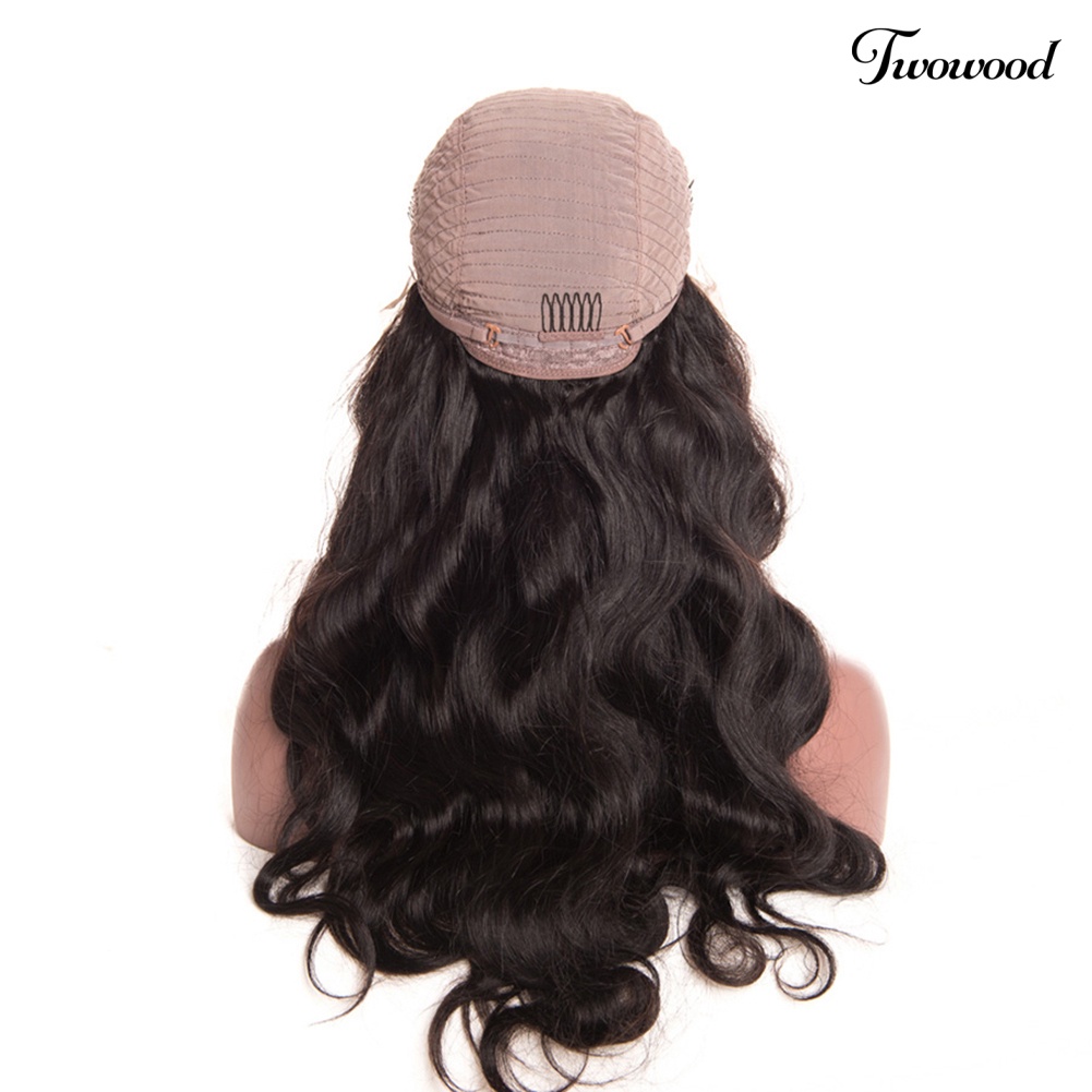 Twowood Fashion Wig Gelombang Keriting Lace Front Long Hair Tanpa Lem Untuk Wanita Afrika Amerika