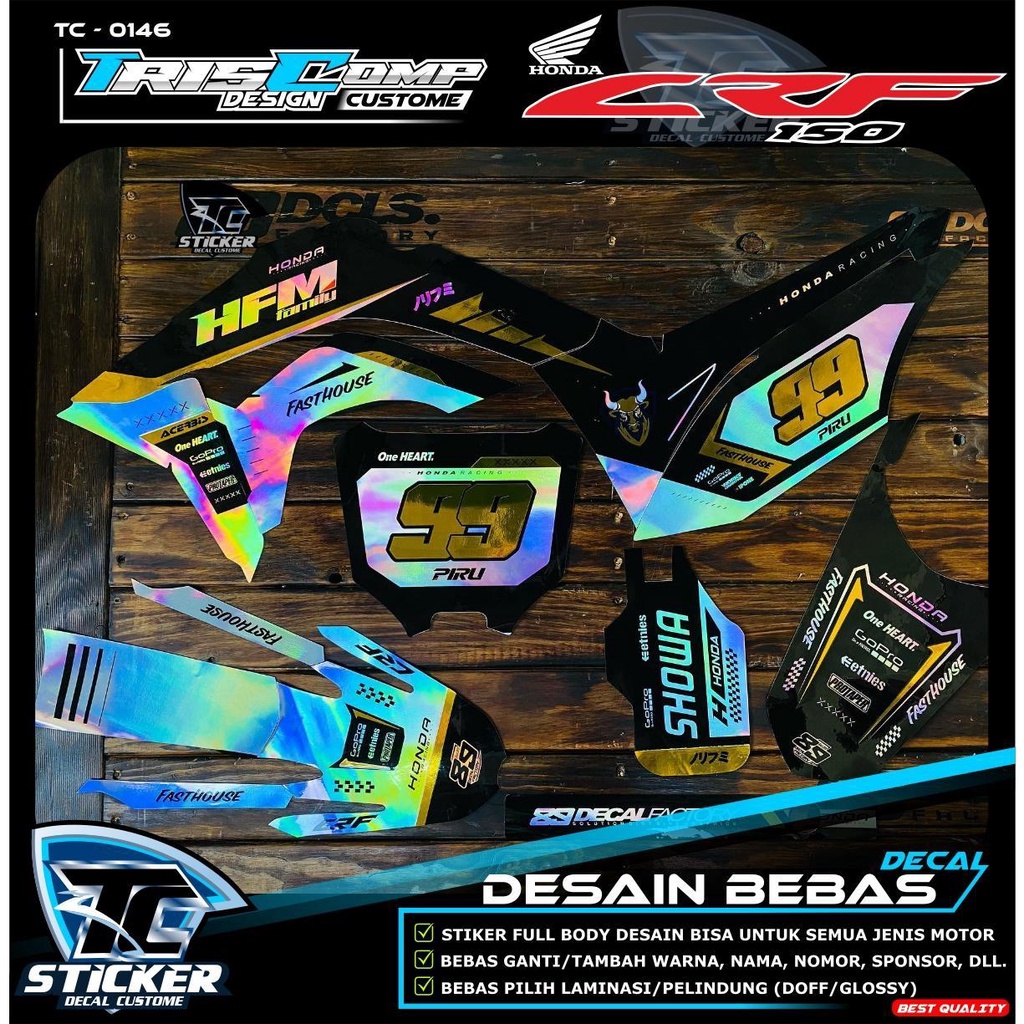 Decal kit CRF 150L BAHAN PREMIUM HOLOGRAM - DeCal Full Body Stiker Motor CRF 150 L Hologram Full Des