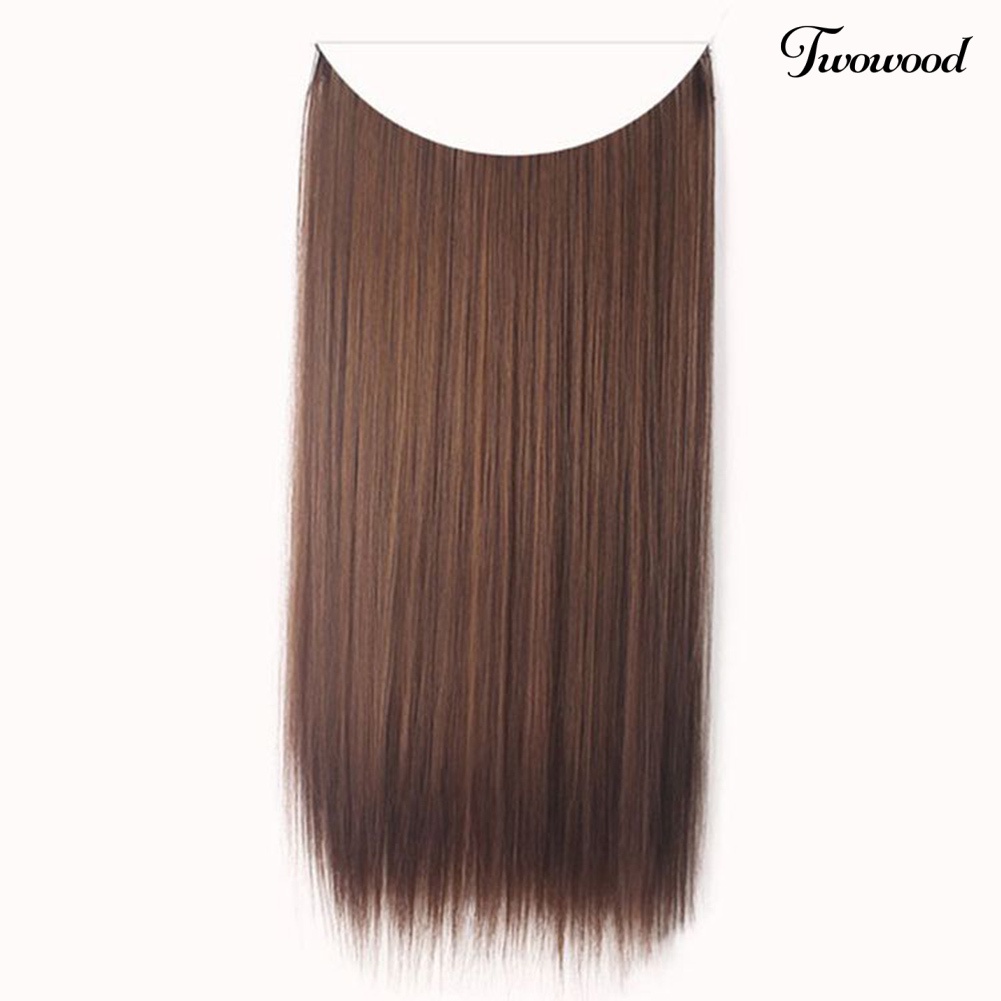 Twowood Fashion Wanita Panjang Lurus Keriting Wig Penuh Kepala Sopak Klip Rambut Ekstensi