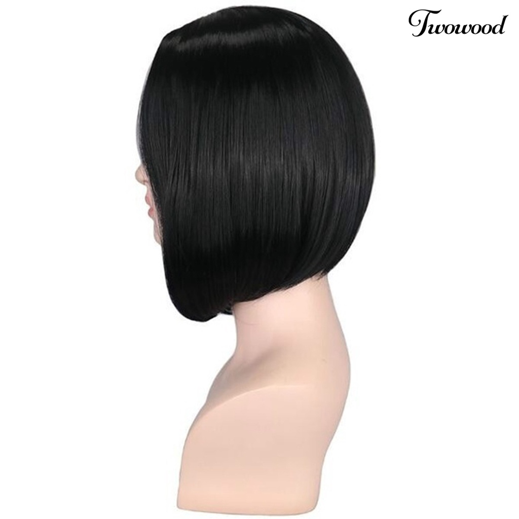 Twowood Wanita Fashion Pusat Parting Pendek Lurus Bob Potong Rambut Wig Cosplay Sopak