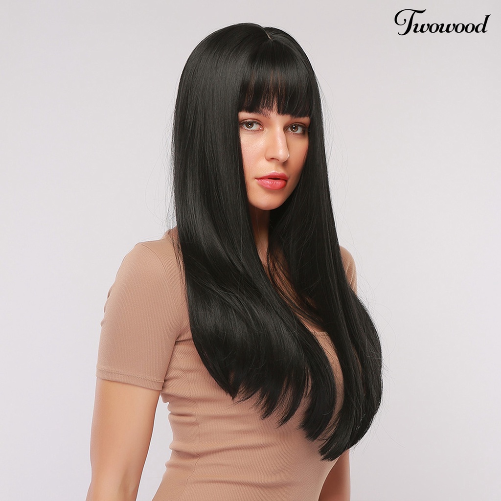 Twowood Wanita 28inch Rambut Sintetis Extension Tahan Panas Hairpiece Lurus Panjang