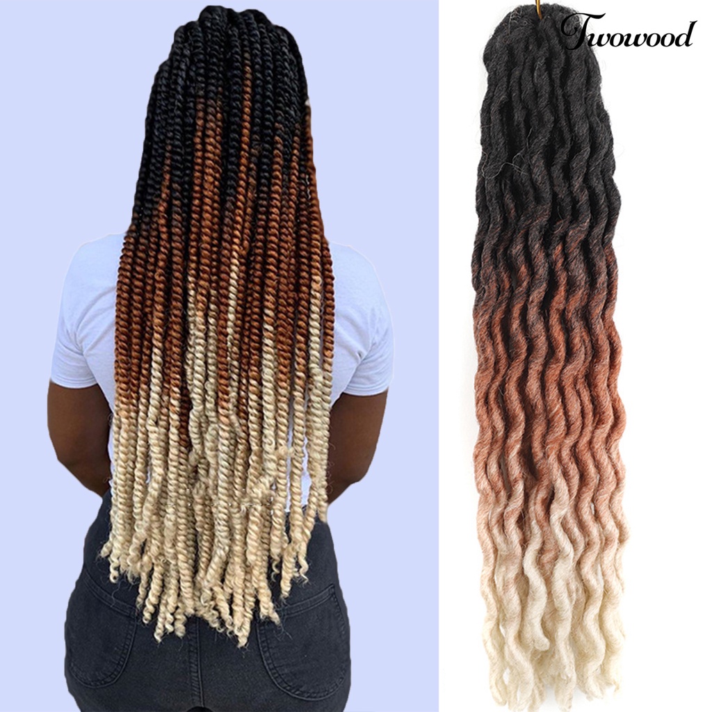 Twowood Braided Wig Curly Memperpanjang Rambut Tekstur Tebal Gimbal Hitam Wanita Faux Locs Crochet Wig Untuk Perempuan