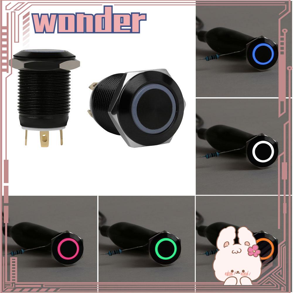 Wonder 12mm Push Button Gadget Metal Aluminium Hitam Saklar Momentary