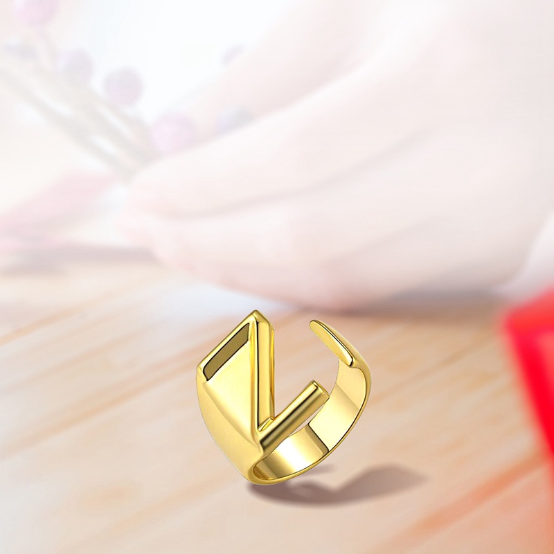 26huruf Inggris Modal Cincin Eropa Dan Amerika Wanita Pribadi Cap Pasangan Terbuka Jari Telunjuk Perhiasan